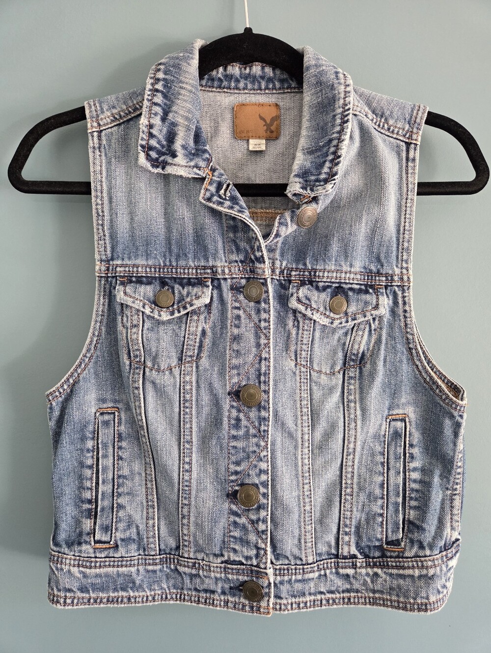 AE Vintage Style Button Front Denim Vest Size M